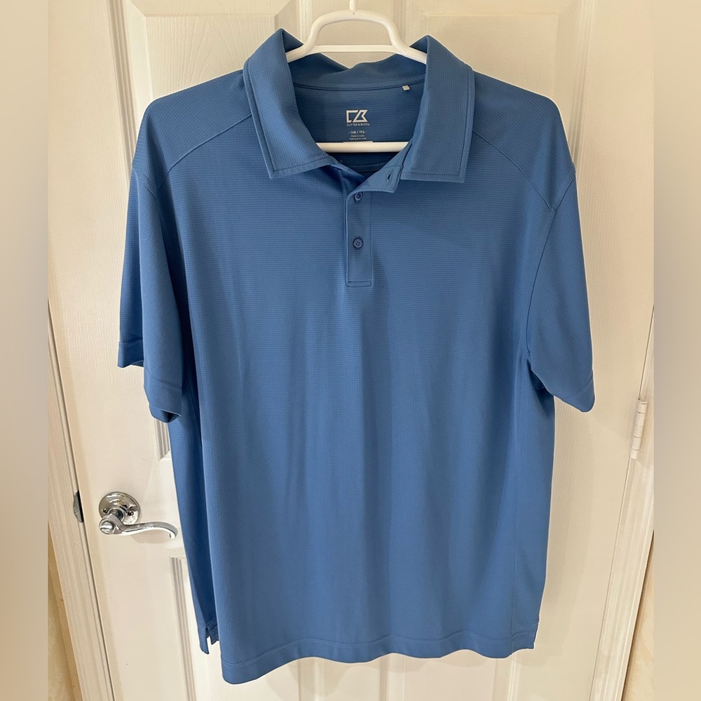 Cutter & Buck Blue Polo Shirt Moisture-Wicking Fabric